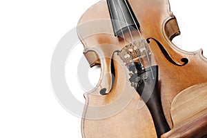 Violin close up. Closeup violin isolated on white