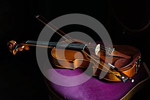 Violin closeup isolated on black