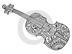 Violin coloring book for adults vector photo