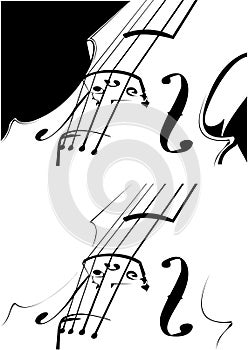 Violin contour on white and on a black background