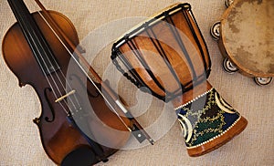 Violin From Czechoslovakia, Djembe and Tambourine photo