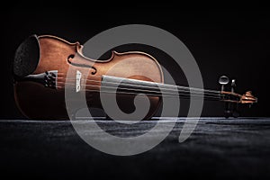 Violin on dark background for music concept