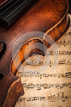 Violin detail with score