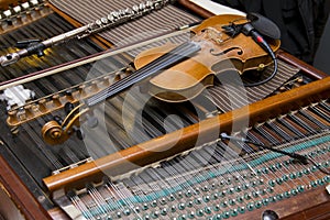 Violin with a microphone on a dulcimer  photo