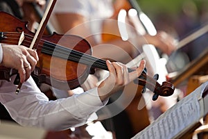 Violin in the hands of a musician