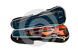 Violin lying in a box