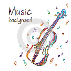 Violin music background with notes