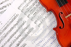 Violin on music book