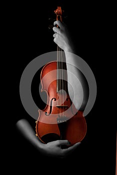 Violin music instrument violinist. Classical player hands.