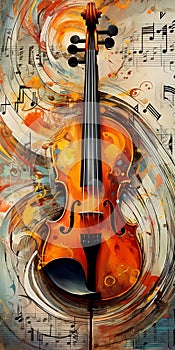 Violin and music sheet illustration