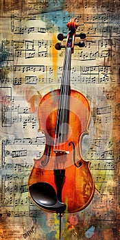 Violin and music sheet illustration