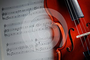Violin with musical score