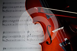 Violin with musical score