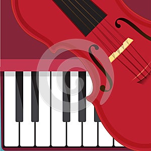 Violin and piano keyboard music concept