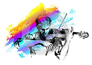 Violin player. Classical music concert. Hand-drawn vector illustration photo