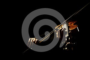 Violin player. Violinist playing violin hands bow