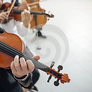 Violin players performing