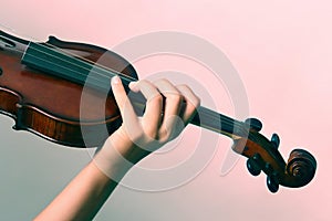 Violin playing with hand