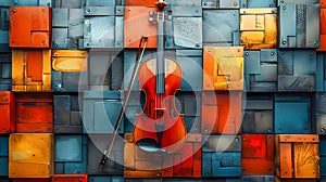 violin on the background of the wall, GenerativeAI photo