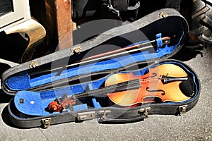 Violin for sale at a street market stall