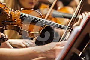 Violin - side view - Background - Symphony orchestra rehearsal - Wallpaper
