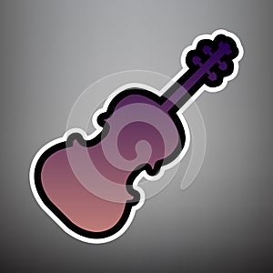 Violin sign illustration. Vector. Violet gradient icon with blac