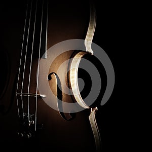 Violin silhouette strings close up