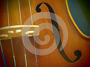 Violin Sound Hole Melody and String From The Concert Violin 4/4 Pinhole View