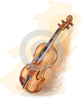 Violin. Vatercolor style.