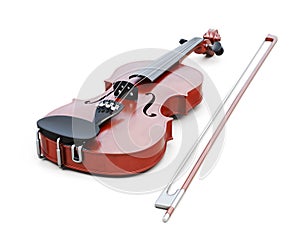 Violin on white background. 3d rendering