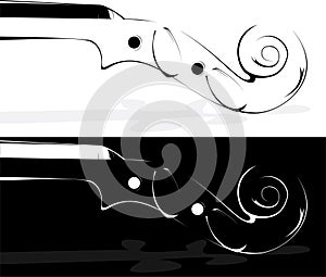 Violin on white and on a black background