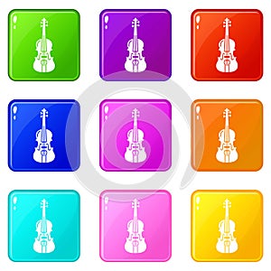 Violine icons set 9 color collection