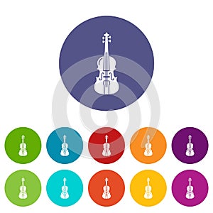Violine icons set vector color