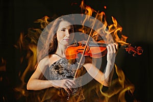 Violinist in flame photo