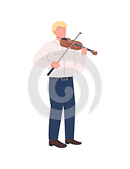 Violinist flat color vector faceless character