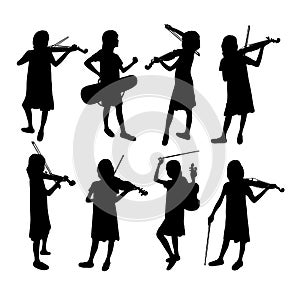 Violinist Silhouettes, art vector design