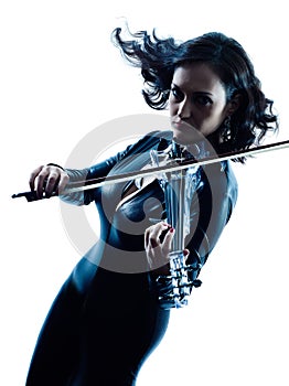 Violinist woman slihouette isolated