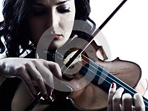 Violinist woman slihouette isolated