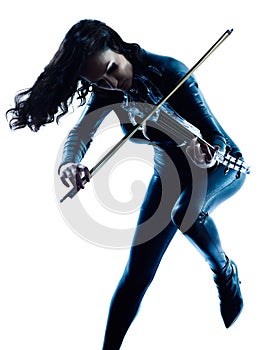 Violinist woman slihouette isolated