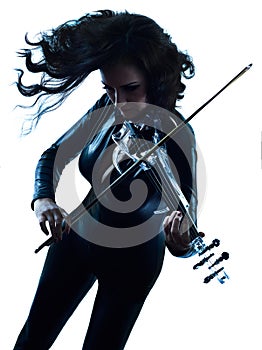 Violinist woman slihouette isolated