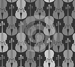 Violins, gray, seamless pattern.