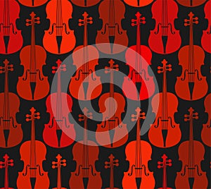 Violins, red, seamless pattern.