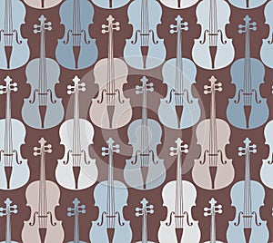 Violins, seamless pattern, gray.