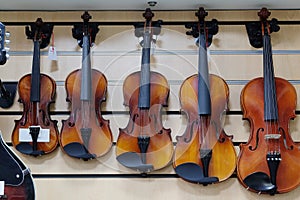 Violins in a shop