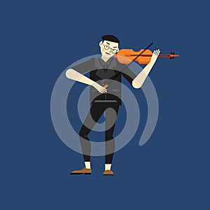 Violinst. Jazz or blues musician, the man plays a violin. Element for flyer, posters of festival jazz music, jazz band