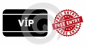 VIP Access Card Icon with Scratched Free Entry Seal