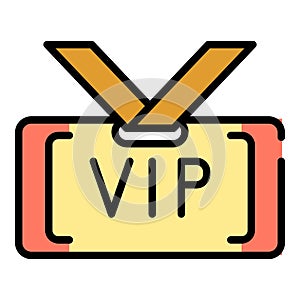 VIP badge icon color outline vector