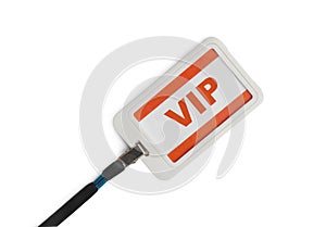 Vip badge isolated on white, top view