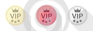 VIP card set, flat icon with a long shadow
