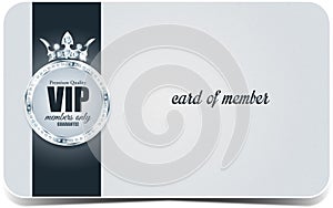 VIP card. Silver background. Premium quality. Crown